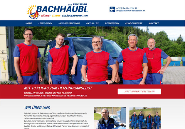 Christian Bachhäubl Heizungen Handwerkerwebseite - individuell gestaltete Handwerker-Homepage mit CMS