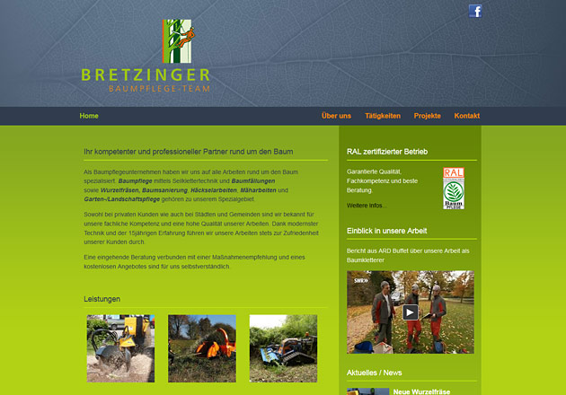 Baumpflegeteam Bretzinger Baden-Baden Handwerkerwebseite - individuell gestaltete Handwerker-Homepage mit CMS
