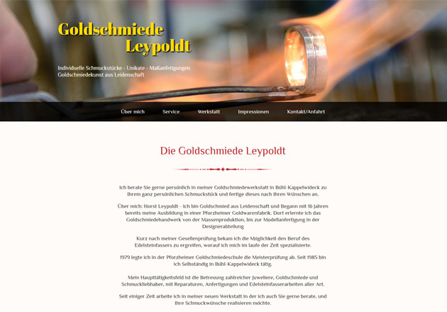 Goldschmied Leypoldt Bühl  Handwerkerhomepage - individuell gestaltete Handwerker-Homepage mit CMS