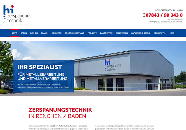 HI-Zerspanungstechnik GmbH Renchen - individuell gestaltete Handwerker-Homepage mit CMS
