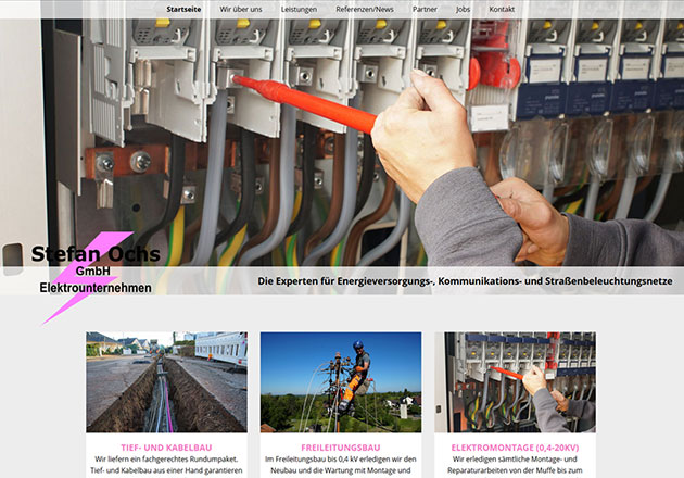 Ochs Elektrounternehmen Handwerkerwebseite - individuell gestaltete Handwerker-Homepage mit CMS